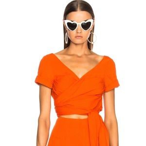 Mara Hoffman Penelope Wrap Crop Top in Orange